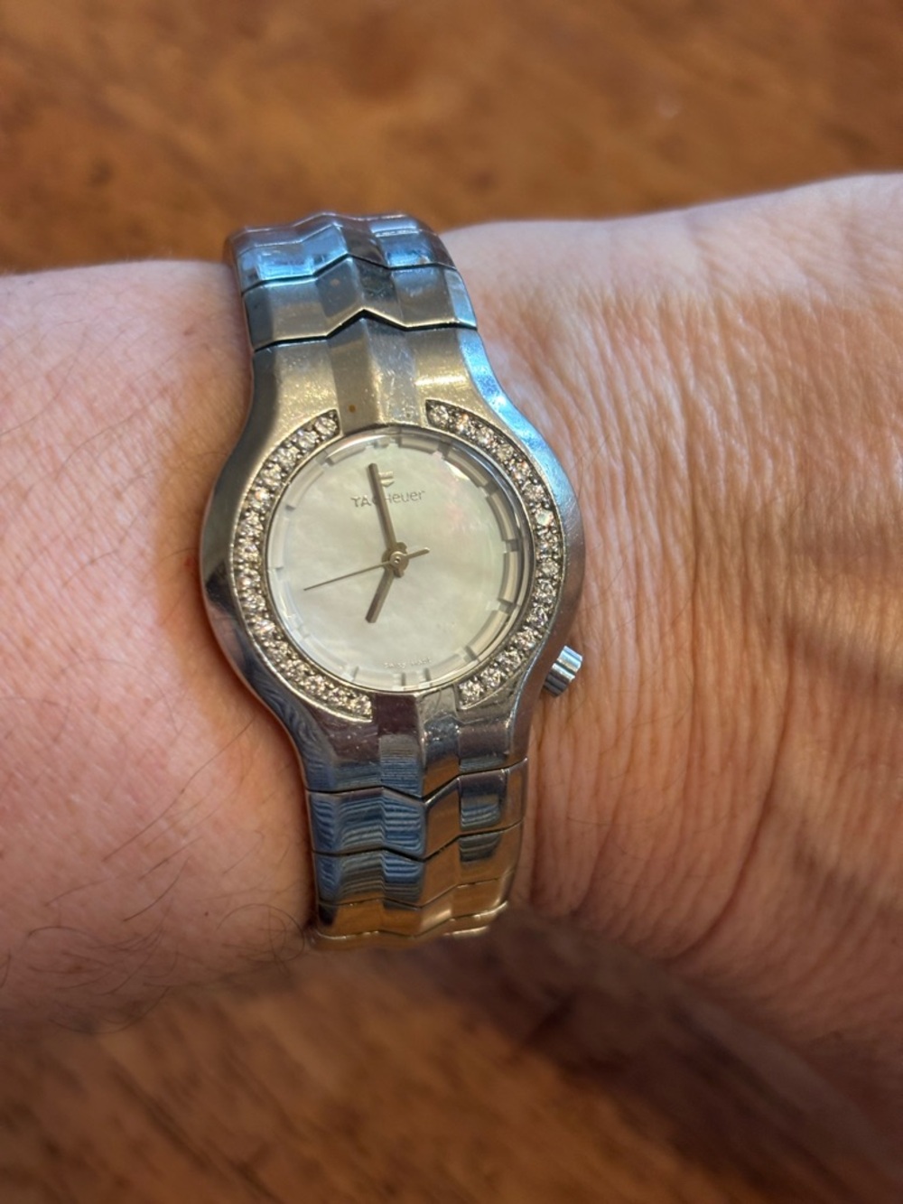 Tag Heuer Alter Ego Silver Mother-of-Pearl Dial Watch with Diamond  Bezel